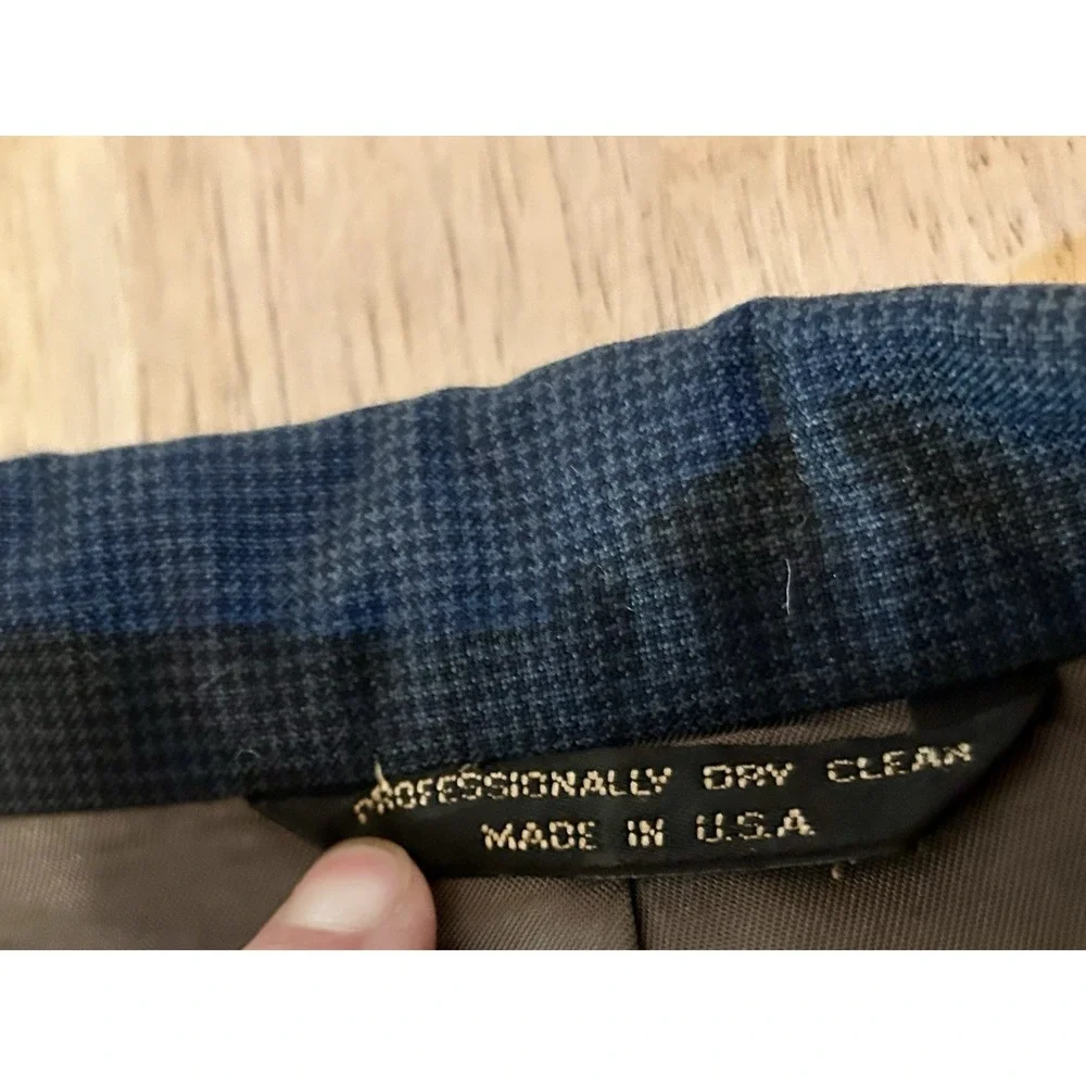 MEETING STREET Blazer Men's‎ Size 46 L Navy Herringbone Wool Double Breasted